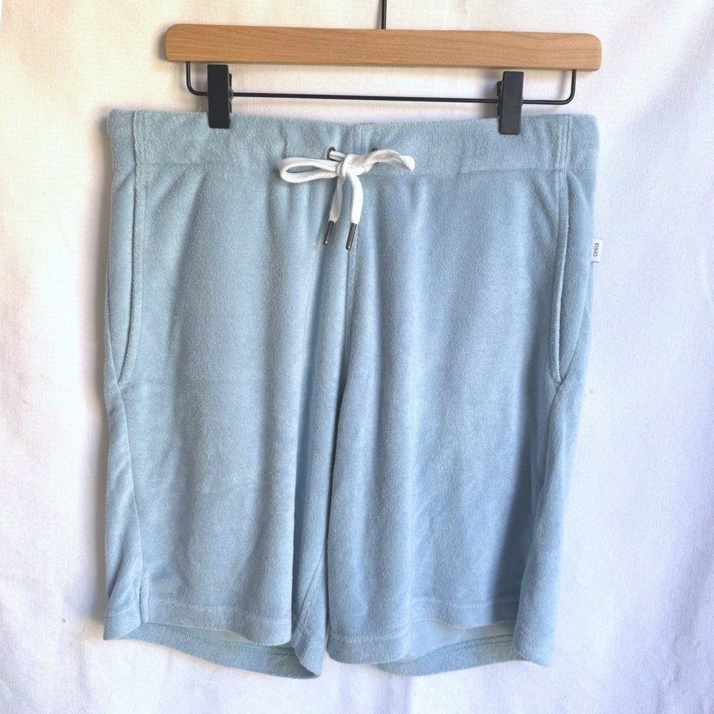 Onia Mens Terry Cloth Shorts Light Blue Drawstring Lounge Beach Size Medium